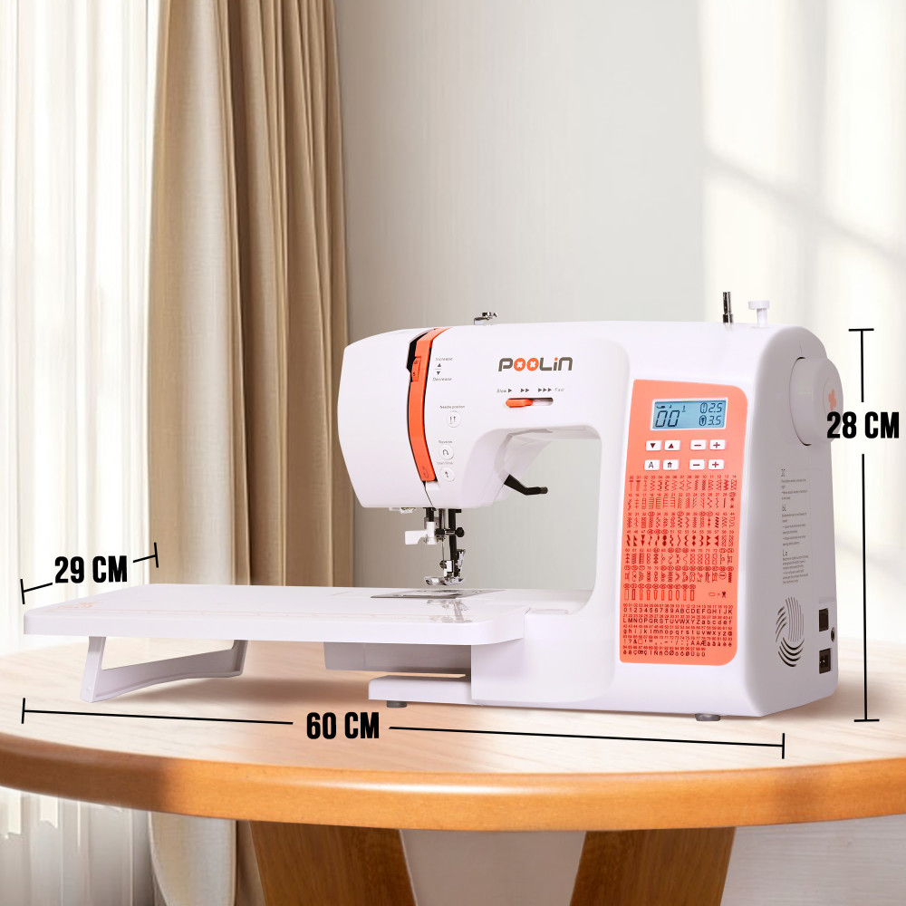 PooLin EOC02 – Digitale Nähmaschine | 200 Stiche, LCD & 7 Nähfüße